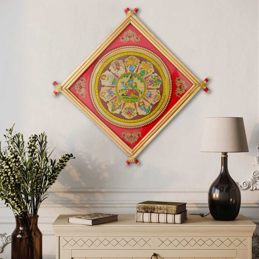 Large Radha Krishna Photo Frame with spiritual artwork in a wooden frame. India’s Largest Brass Idols Brand - www.satvikworld.com