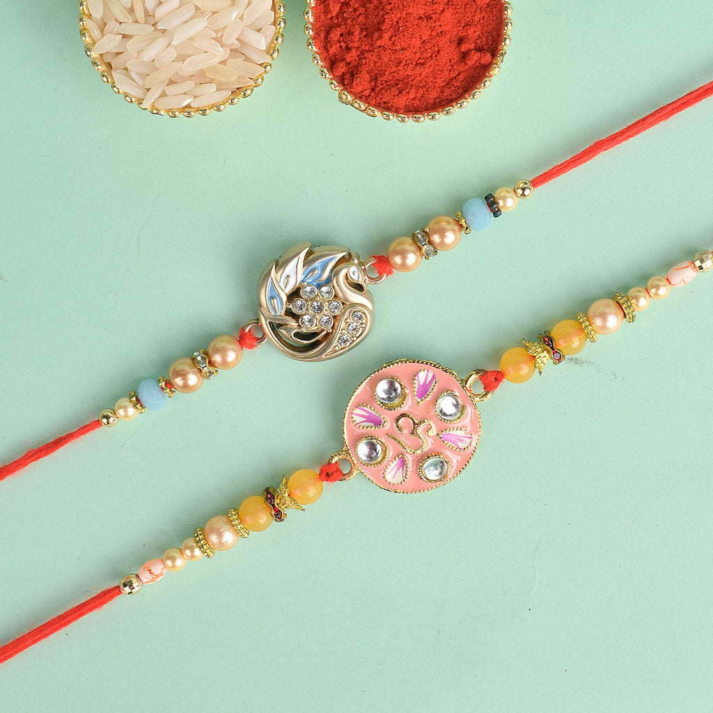 Set of 2 Traditional Rakhis for Brothers with Roli Chawal and Ram Sita Stickers – Raksha Bandhan Gift Pack. India’s Largest Pooja Accessories Brand - www.satvikworld.com