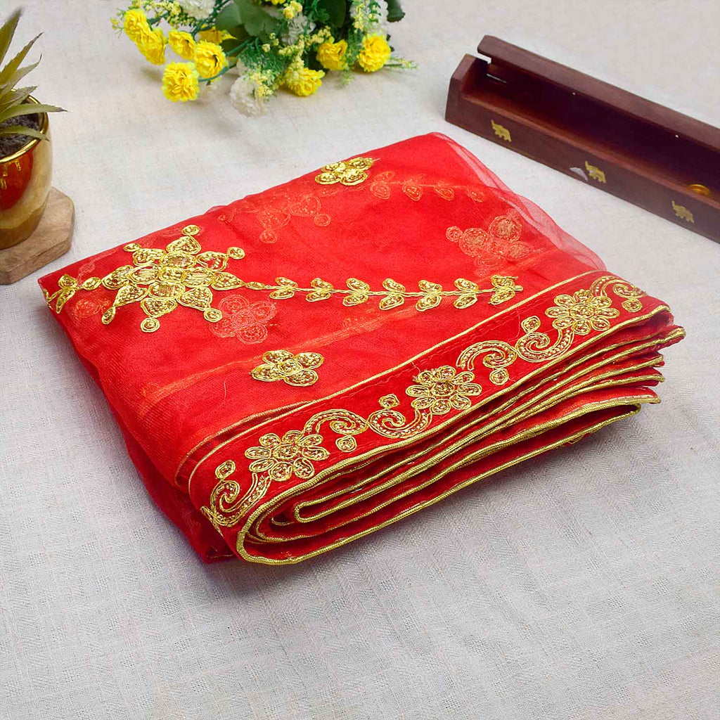Luxurious Red Mata Chunri for Pooja and Religious Ceremonies (86x41 Inch) – India’s Largest Pooja Accessories Brand – www.satvikworld.com