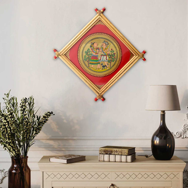 Medium Adivasi Photo Frame with traditional Indian tribal artwork in wooden frame. India’s Largest Brass Idols Brand - www.satvikworld.com