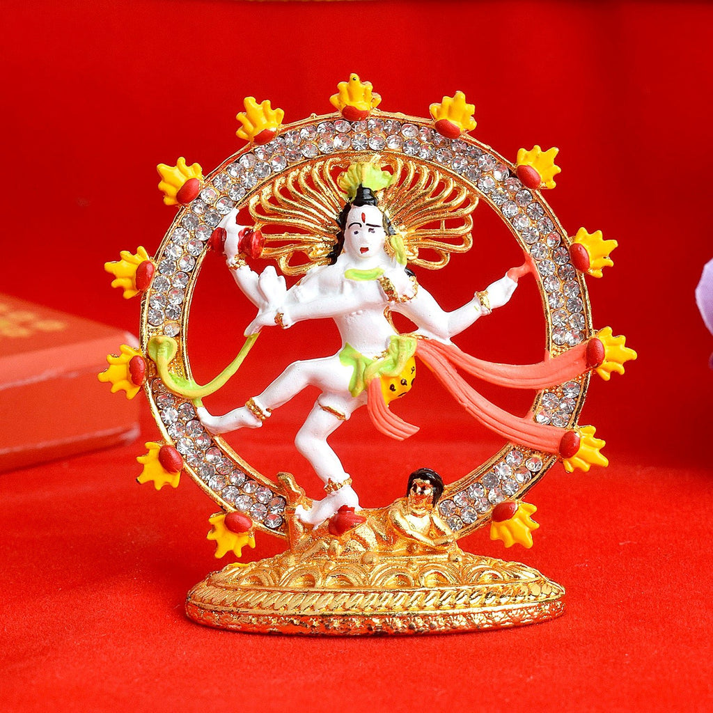 Intricately crafted Nataraja Idol depicting Lord Shiva in cosmic dance pose, symbolizing the cycle of creation and destruction. India’s Largest Pooja Accessories Brand – www.satvikworld.com
