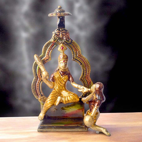 7.5-inch Baglamukhi Mata idol, beautifully crafted to represent Goddess Baglamukhi, symbolizing protection, victory, and power over enemies. Ideal for pooja rooms, home temples, or as a spiritual gift for strength and success. India’s Largest Pooja Accessories Brand – www.satvikworld.com