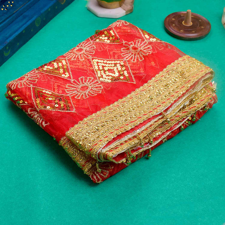 "Red and Gold Mata Chunri – 190 cm x 110 cm"

Enhance your pooja ceremonies and festive decor with this Pink and Gold Mata Chunri, measuring 190 cm x 110 cm. Featuring gold diamond patterns and floral motifs, it is perfect for Devi pooja, mandir decoration, and religious ceremonies like Navratri and Diwali.

Shop now at satvikworld.com for authentic Indian pooja essentials across the USA.