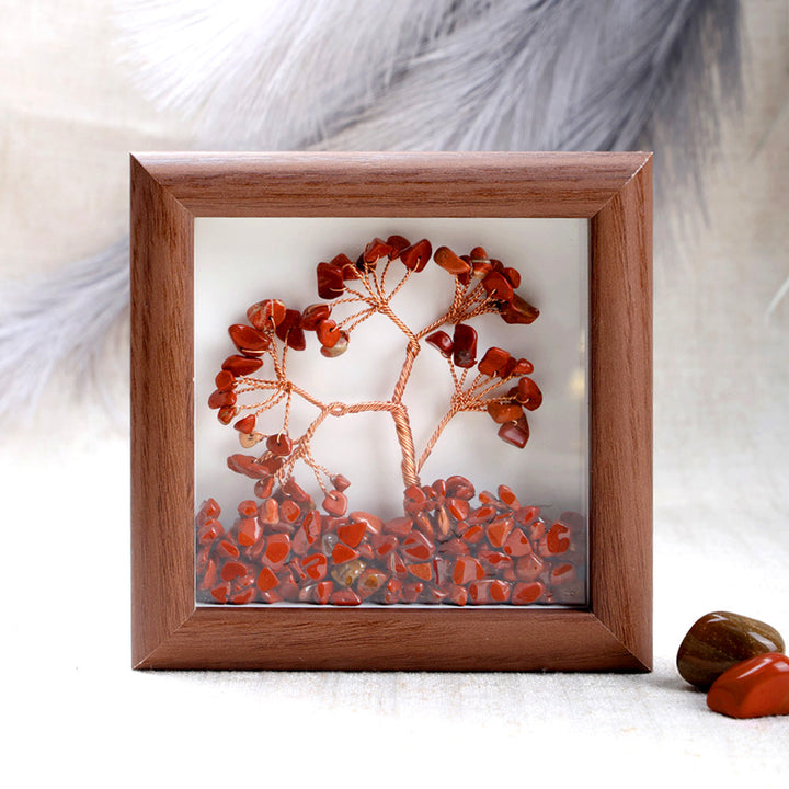 Red jasper healing stone tree with frame for strength and grounding. India’s Largest Puja Accessories Brand- www.satvikworld.com