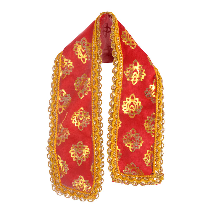 Red and yellow royal Patka or Angvastra, available in 14 and 22 inch sizes, made of soft, traditional fabric, ideal for religious rituals, cultural ceremonies, and temple visits. India’s Largest Pooja Accessories Brand – www.satvikworld.com