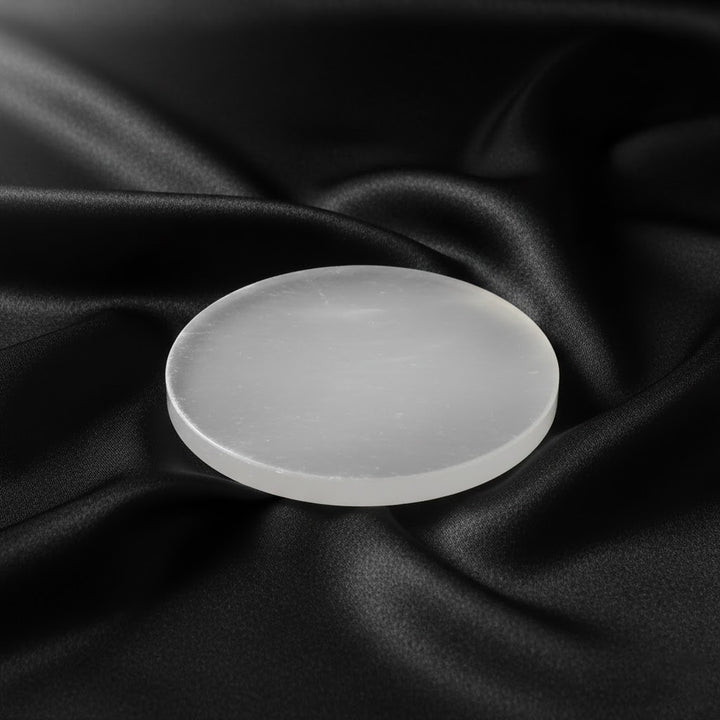 Round salenite crystal charging plate for cleansing and recharging crystals. India’s Largest Puja Accessories Brand- www.satvikworld.com