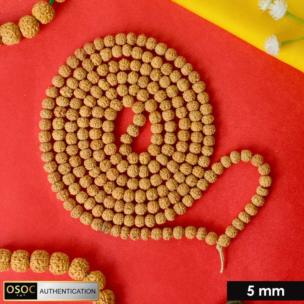 Semi Pathariya Rudraksha Mala with natural brown beads for meditation and spiritual chanting. India’s Premium Rudraksha Jap Mala Store- www.satvikworld.com
