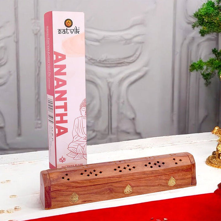 Handcrafted Sheesham Wood Dhoop Stand beautifully designed as a traditional wooden incense holder, perfect for holding dhoop sticks during pooja or meditation rituals. India’s Largest Pooja Accessories Brand – www.satvikworld.com