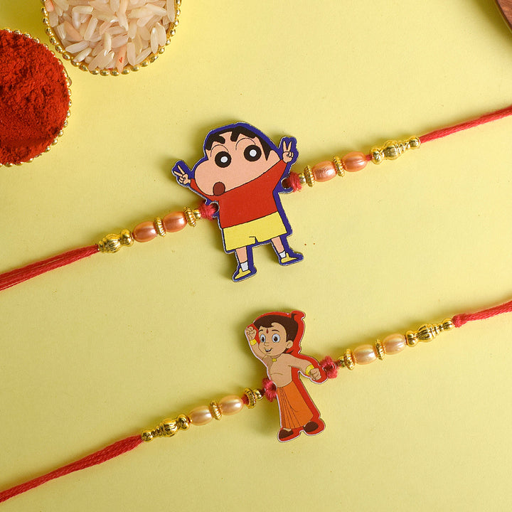 Set of 2 Cartoon-Themed Kids Rakhi with Roli Chawal and Ram Sita Stickers – Raksha Bandhan Gift Combo for Children. India’s Largest Pooja Accessories Brand - www.satvikworld.com