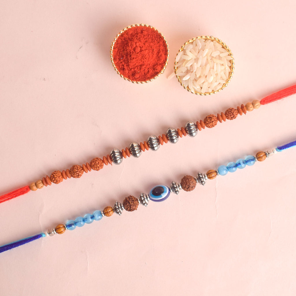Set of 2 Traditional Rakhis for Brothers with Roli Chawal and Ram Sita Stickers – Raksha Bandhan Gift Pack. India’s Largest Pooja Accessories Brand - www.satvikworld.com