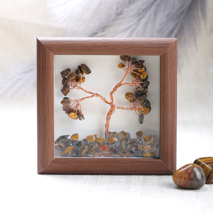 Tiger eye crystal tree frame for confidence and protection. India’s Largest Puja Accessories Brand- www.satvikworld.com