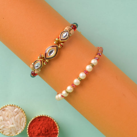 Set of 2 Traditional Rakhis for Brothers with Roli Chawal and Ram Sita Stickers – Raksha Bandhan Gift Pack. India’s Largest Pooja Accessories Brand - www.satvikworld.com