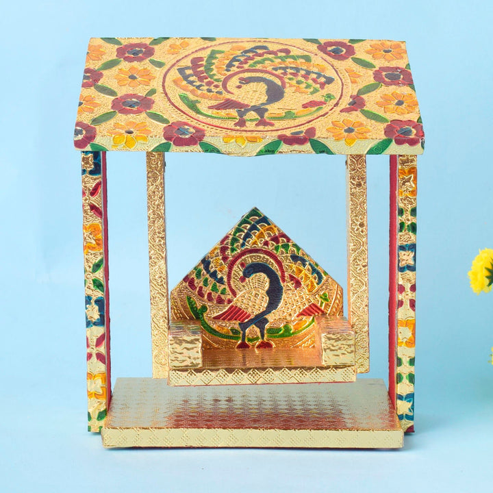 Unique Hut Shape Jhula for Laddu Gopal – handcrafted swing in traditional hut-style design for Bal Gopal placement. India’s Largest Pooja Accessories Brand – www.satvikworld.com