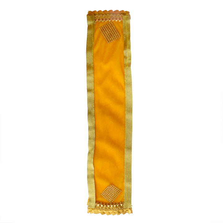 Yellow Patka or Angvastra available in 15, 22 inch sizes with golden lace, ideal for adorning Ganesh idols and deities during puja rituals. India’s Largest Pooja Accessories Brand – www.satvikworld.com