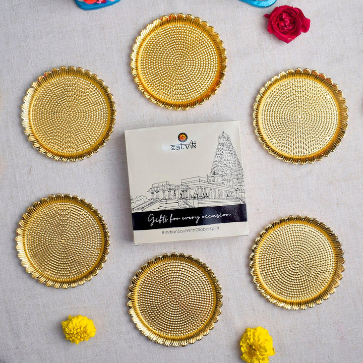 Offer divine love to your beloved Laddu Gopal with this beautifully designed Bhog Thali Set (Pack of 6). Perfectly crafted for daily bhog offerings, this set is ideal for Kanha Ji rituals, festivals, and spiritual gifting. Enhance your temple setup with this traditional and devotional thali set. India’s Largest Pooja Accessories Brand – www.satvikworld.com


