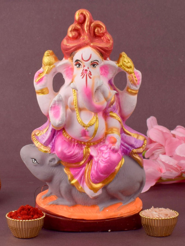 7-inch eco-friendly Siddhi Vinayak Ganesha idol made from natural clay, seated gracefully with symbolic posture and fine detailing for festive worship. India’s Largest Pooja Accessories Brand – www.satvikworld.com