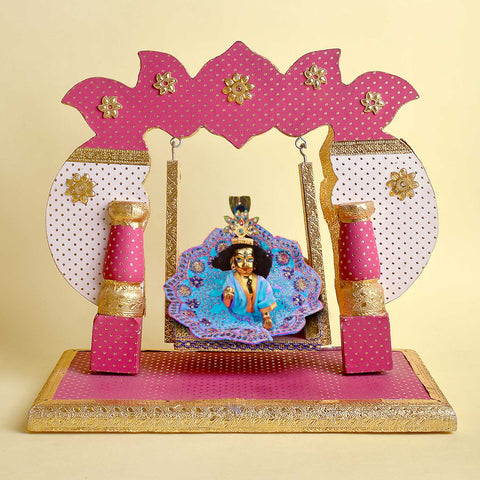 Pastel Pink & White Jhula for Laddu Gopal – India’s Largest Pooja Accessories Brand – www.satvikworld.com