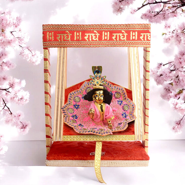 Radhe Radhe Printed Jhula – Blessed Wooden Swing for Laddu Gopal – India’s Largest Pooja Accessories Brand – www.satvikworld.com