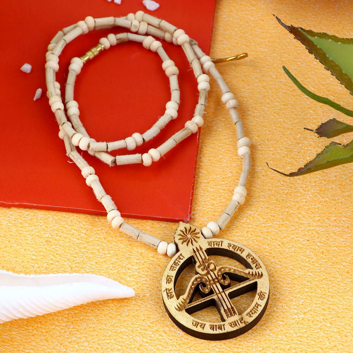 100% Original Gratifying Tulsi Neck Mala with Jai Baba Khatu Shyam Locket, featuring  authentic Tulsi beads, perfect for spiritual practices and daily devotion. This sacred mala symbolizes peace and blessings. India’s Largest Pooja Accessories Brand – www.satvikworld.com