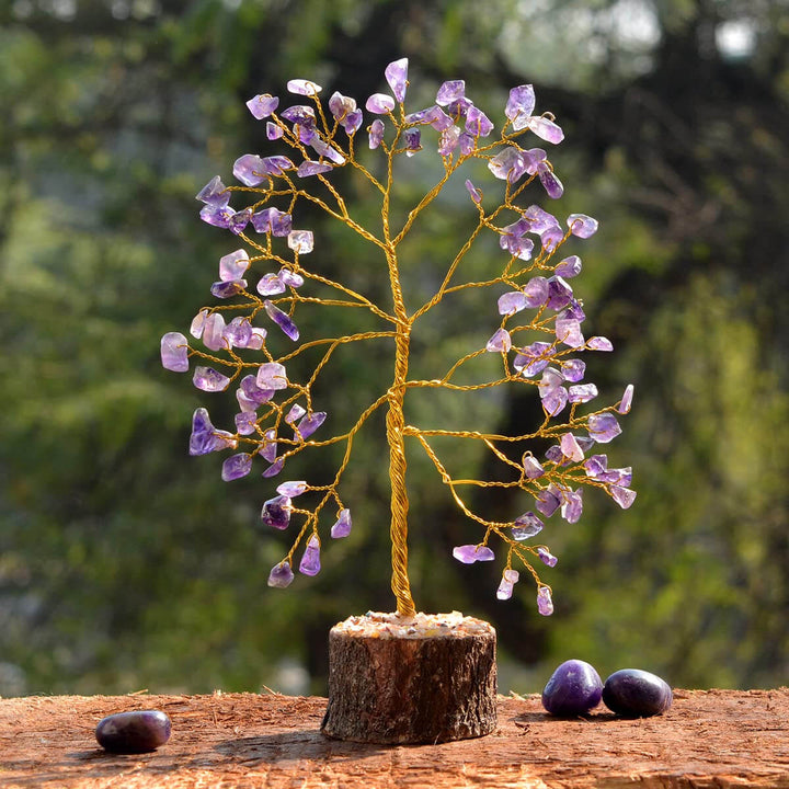 Amethyst Crystal Tree with 100 beads for peace, healing, and spiritual energy decor India’s Largest Pooja Accessories Brand – www.satvikworld.com