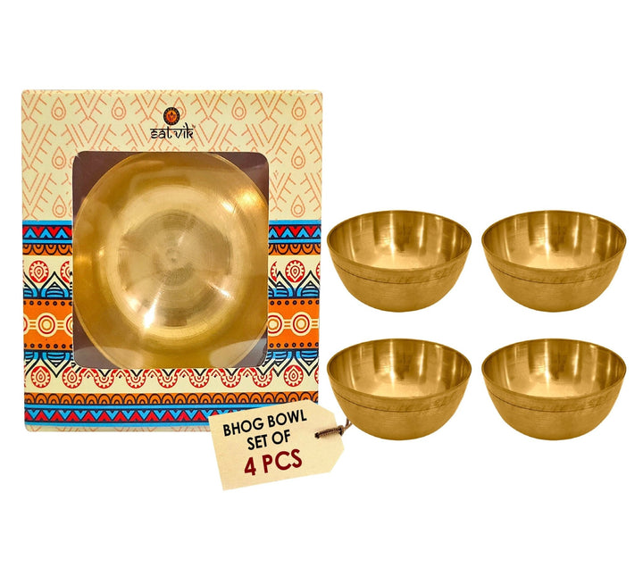 Brass Bhog Bowl (Small), elegantly designed for offering prasad during rituals and pooja, made from high-quality brass with a polished finish, ideal for religious ceremonies. India’s Largest Pooja Accessories Brand – www.satvikworld.com