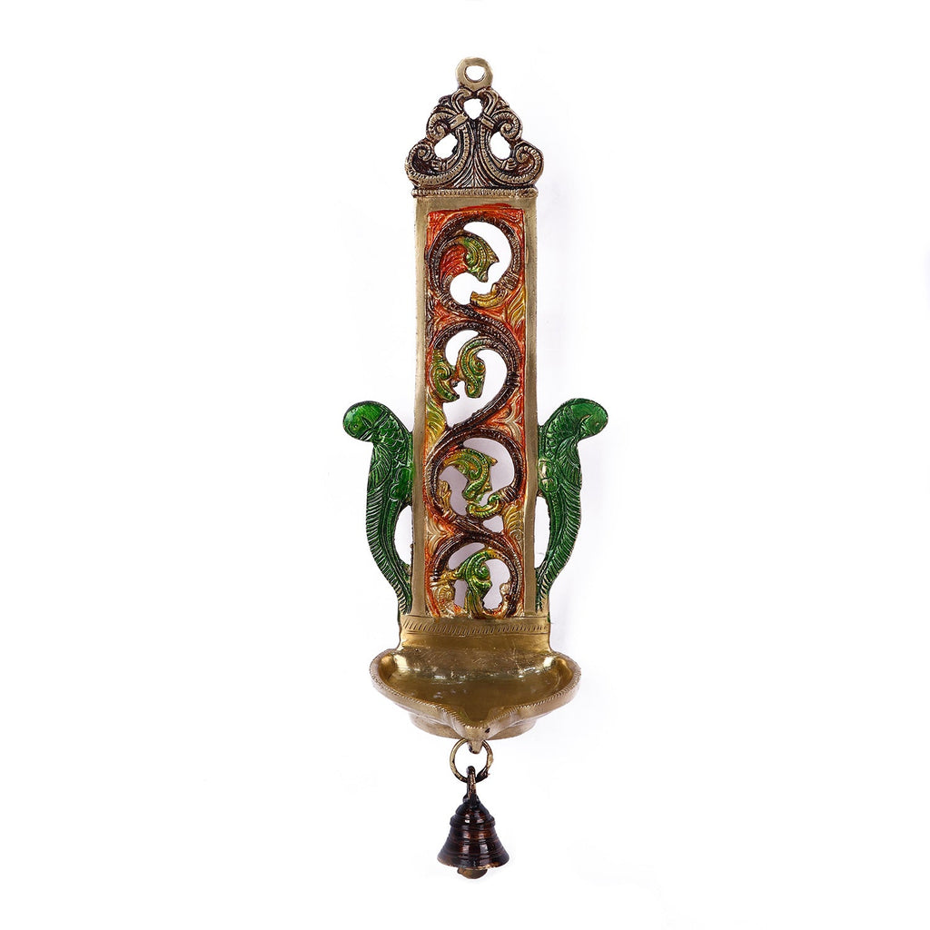 Elegant beautifully designed brass wall hanging diya with intricate patterns for traditional home decor and festive lighting. India’s Largest Pooja Accessories Brand – www.satvikworld.com