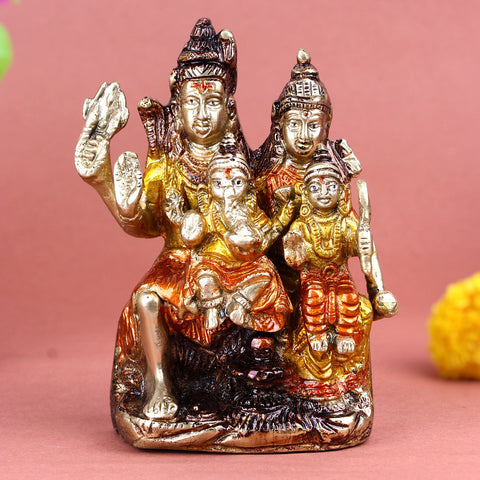 Ravishing Brass Shiv Parivar Idol – Divine Brass Statue Depicting Lord Shiva, Goddess Parvati, Lord Ganesha, and Lord Kartikeya, Symbolizing Family Unity, Blessings, and Spiritual Harmony, Perfect for Temple, Home Decor, and Spiritual Worship, Handcrafted with Intricate Detailing for a Sacred Touch, Ideal for Puja and Mandir Decoration, Buy Shiv Parivar Idol Online, Affordable God Statue Prices | India’s Largest Pooja Accessories Brand – www.satvikworld.com