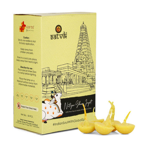 50 Pc Pure Cow Ghee Diya Wicks (Wax Free)