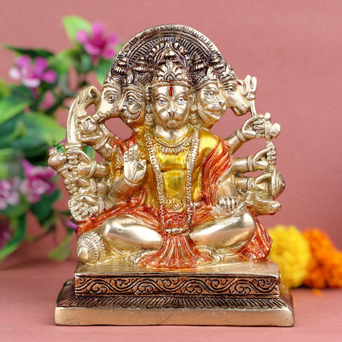 Bhavya Panchmukhi Hanuman Brass Idol – Exquisite Brass Statue of Lord Hanuman in a Powerful Panchmukhi (Five-Faced) Form. Handcrafted with Intricate Detailing, Perfect for Home, Temple, and Spiritual Decor. Ideal for Puja, Mandir Decoration, and Invoking Blessings of Strength, Protection, and Courage | India’s Largest Pooja Accessories Brand – www.satvikworld.com