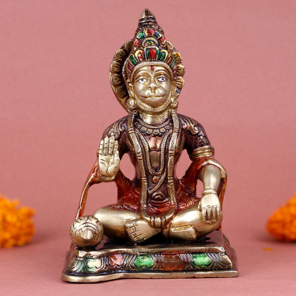 Divya Brass Hanuman Idol – Elegant Brass Statue of Lord Hanuman, Symbolizing Strength, Devotion, and Protection. Handcrafted with Intricate Detailing, Perfect for Temple, Home Decor, and Spiritual Worship. Ideal for Puja, Mandir Decoration, and Bringing Blessings of Courage, Faith, and Divine Energy to Your Space | India’s Largest Pooja Accessories Brand – www.satvikworld.com