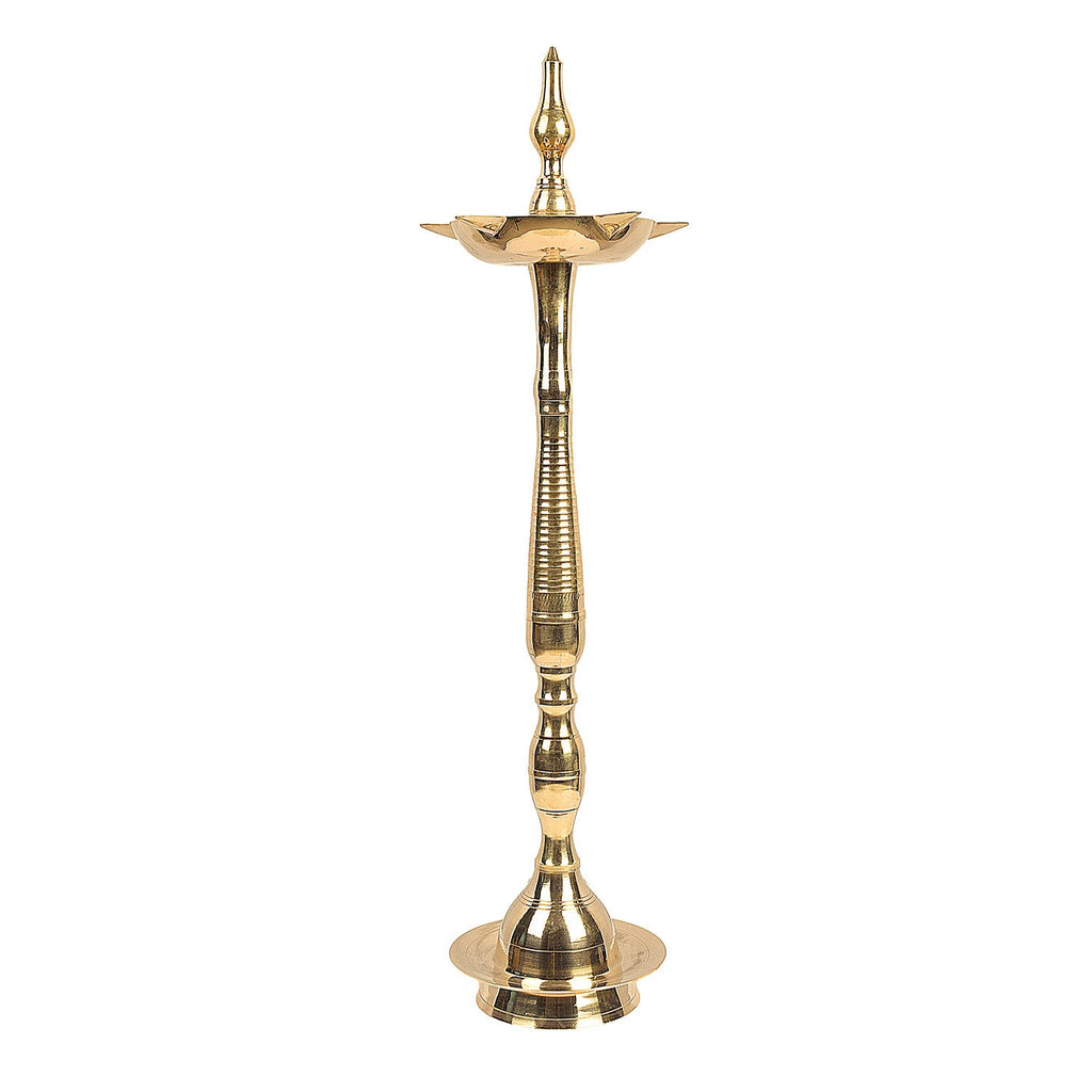 28 Inch Brass Kerala Diya Samai Lamp – Grand handcrafted lamp for temples, rituals, and festive occasions. Perfect for spiritual lighting and celebrations. India’s Largest Pooja Accessories Brand – www.satvikstore.in
